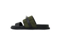 Hermès Slide Sandals in Olive Suede and Black Leather