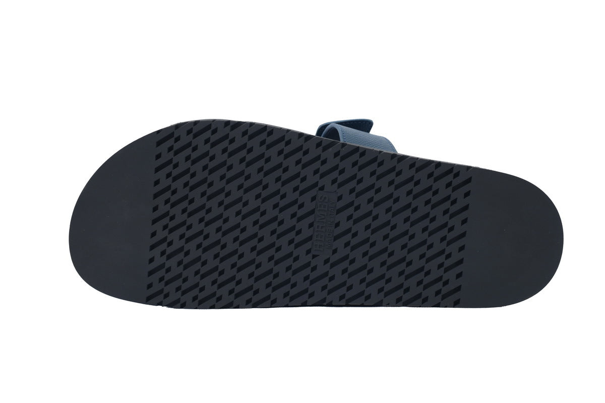 Hermès Chypre Slide Sandals in Black and Navy
