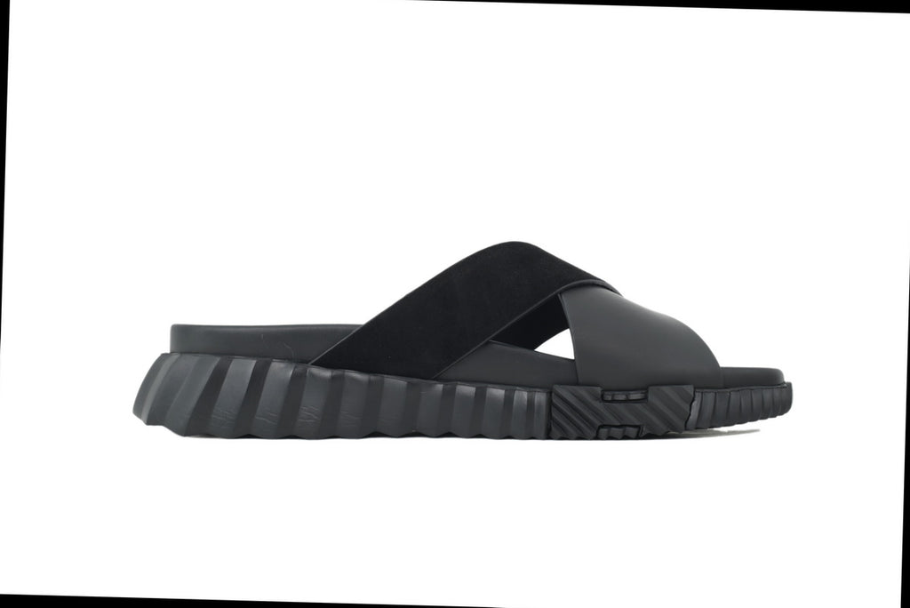 Hermès Cross-Strap Slide Sandals in Black