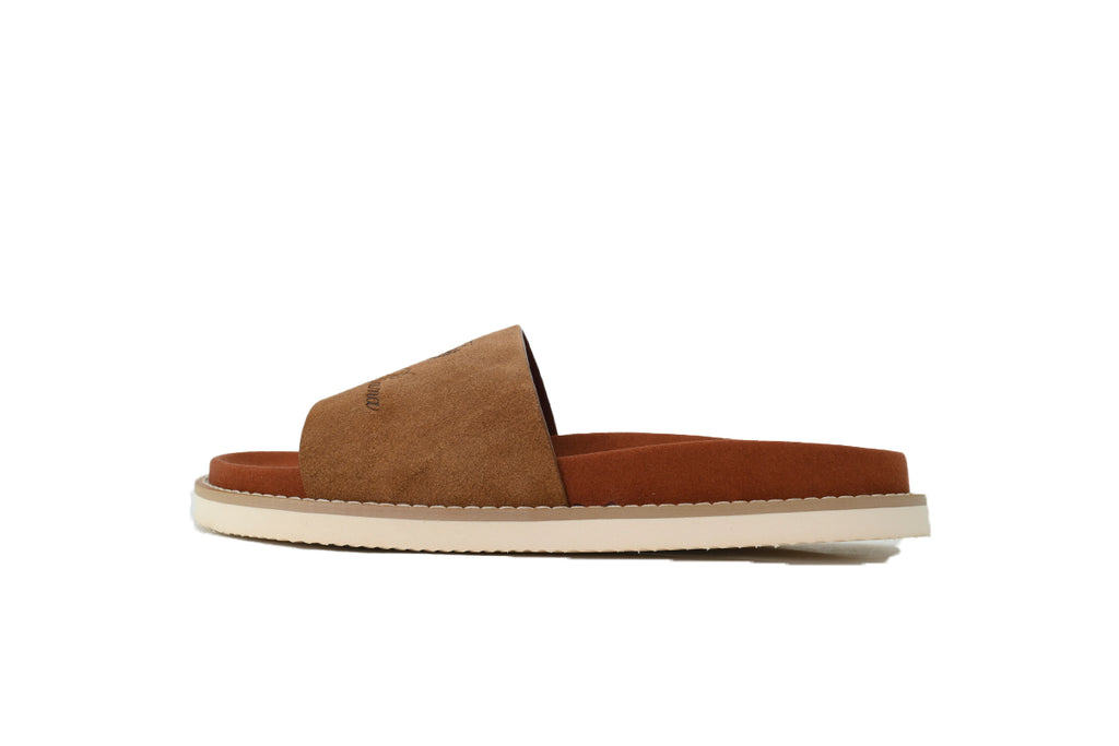 Loro Piana Slide Sandals in Brown Suede
