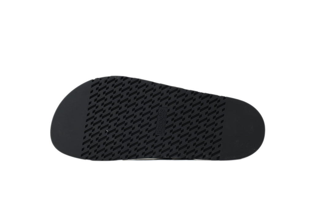 Hermès Slide Sandals in Black Leather