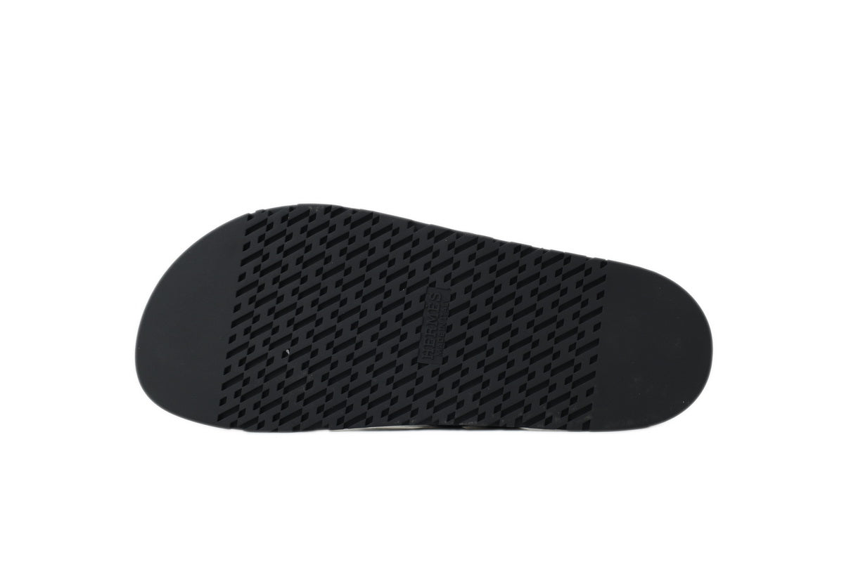 Hermès Slide Sandals in Black Leather