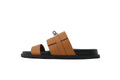 Loro Piana Single-Strap Slide Sandals in Tan Leather