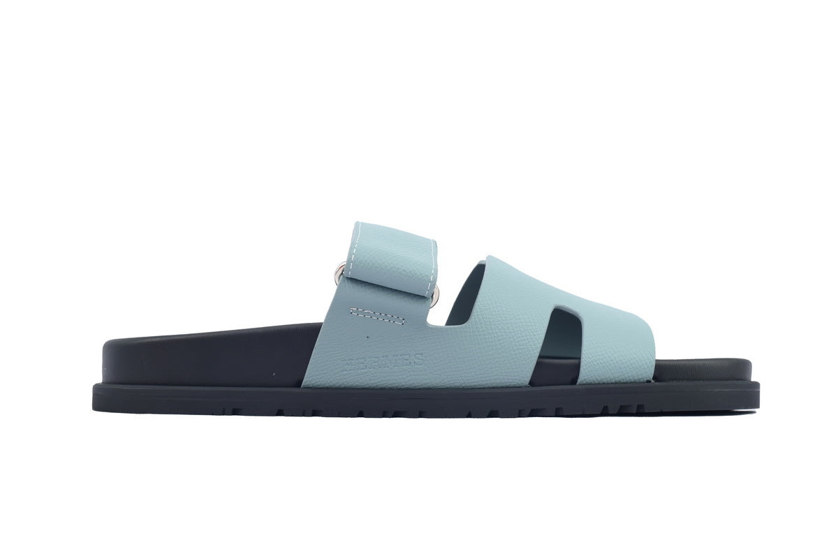 Hermès Chypre Slide Sandals in Light Blue
