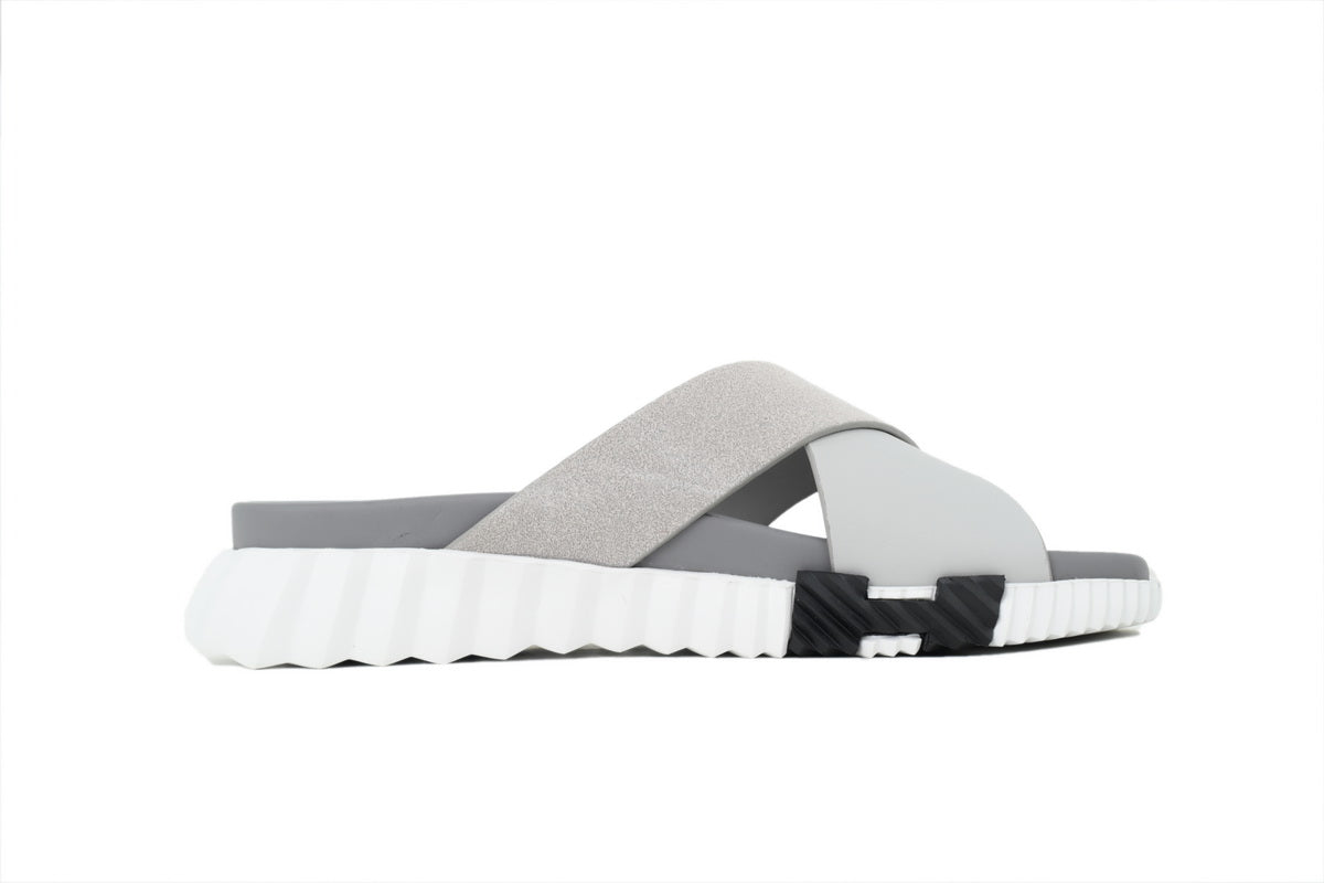 Hermès Cross-Strap Slide Sandals in Grey