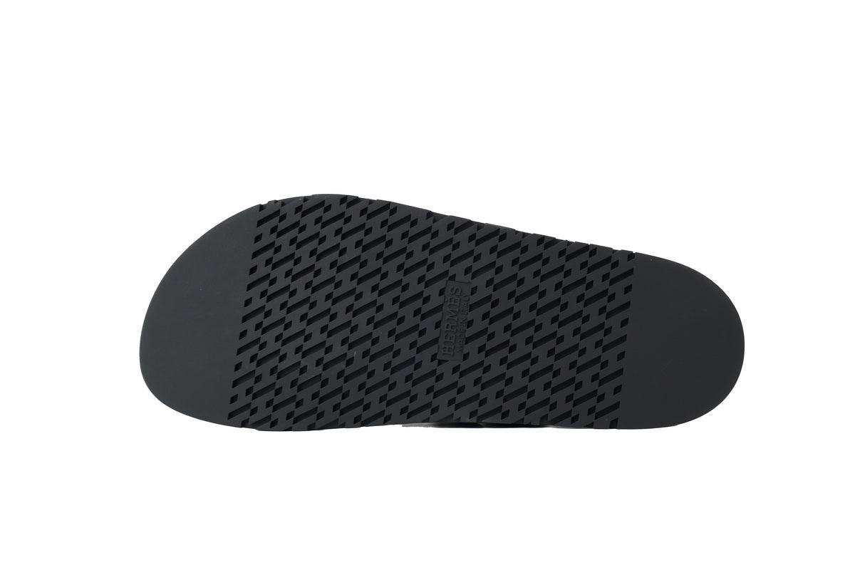 Loro Piana Single-Strap Slide Sandals in Black Leather