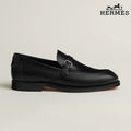 Hermès Black Leather Loafer with Single Buckle
