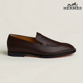 Hermès Dark Brown Smooth Leather Loafer with Embossed Logo