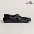 Hermès Black Leather Lace-Up Driving Shoe