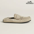 Hermès Beige Suede Mule Loafer with Tassel
