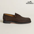 Hermès Loafer Dark Brown Suede Leather