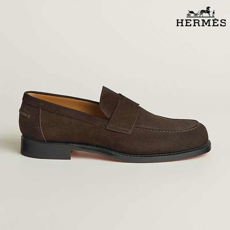 Hermès Loafer Dark Brown Suede Leather