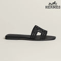 Hermès Black Mesh Slide Sandals with H Cutout