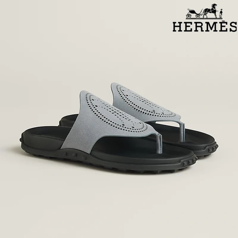 Hermès Multicolor Suede Flat Slide Sandals