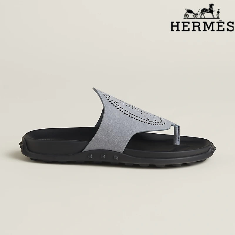 Hermès Multicolor Suede Flat Slide Sandals