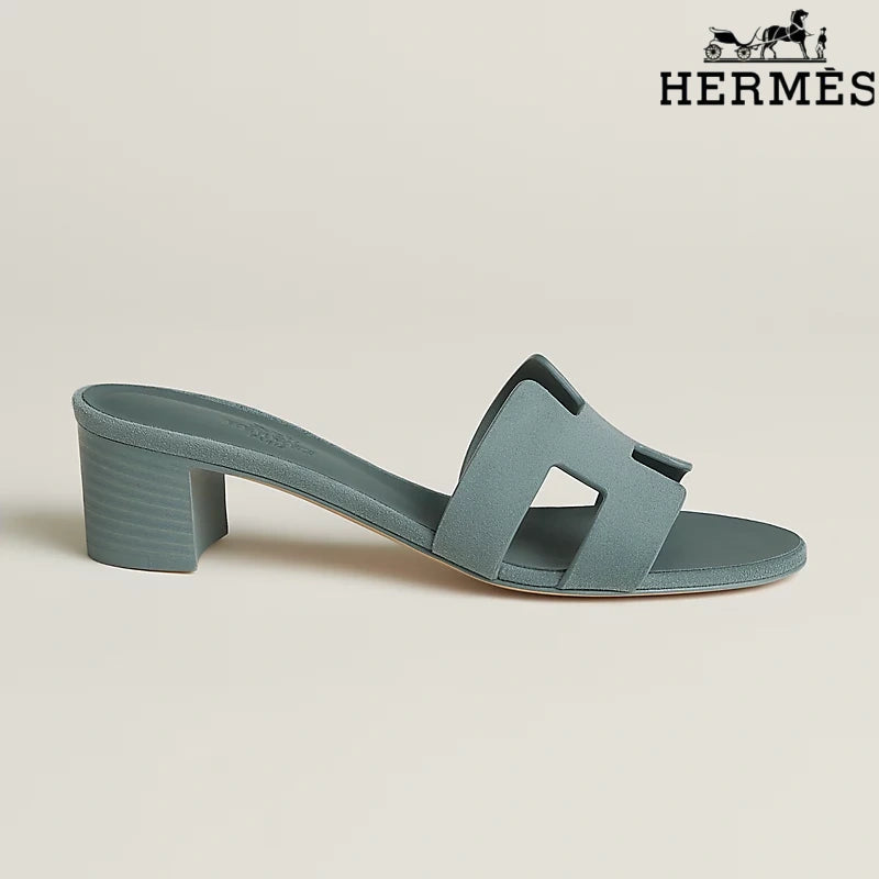 Hermès Oasis Grey-Green Heeled Sandal