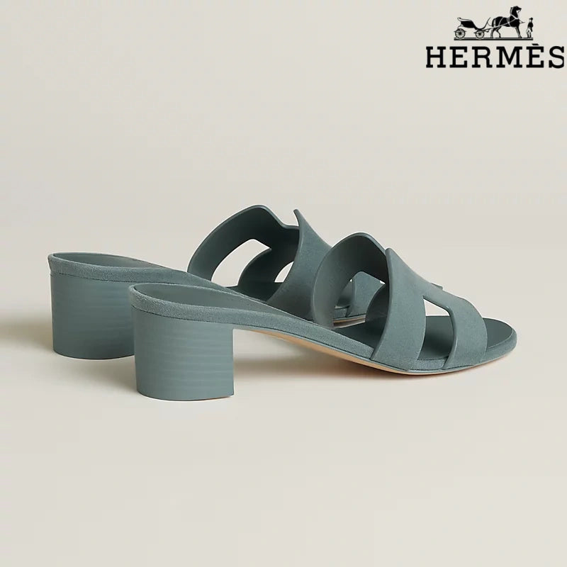 Hermès Oasis Grey-Green Heeled Sandal