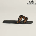 Hermès Oran Leopard Print Flat Sandal