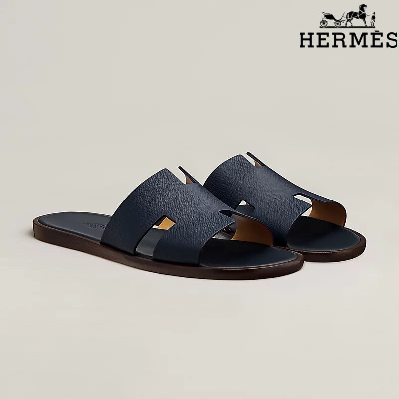 Hermès Oran Navy Flat Sandals