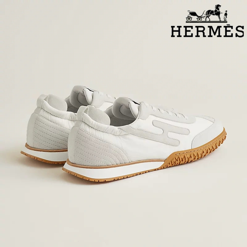 Hermès White and Grey Suede Sneakers