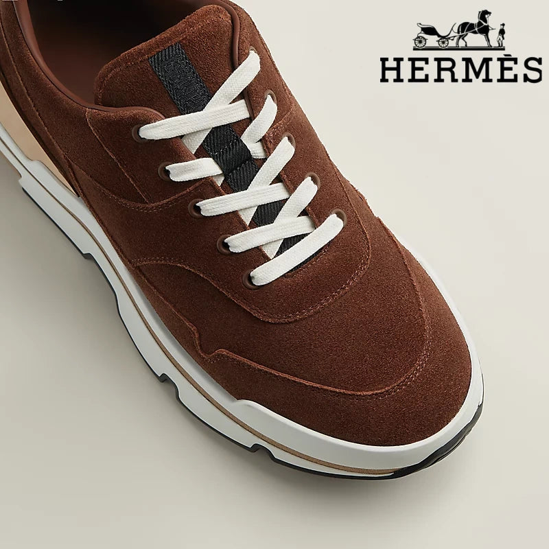 Hermès Brown Suede Platform Sneakers