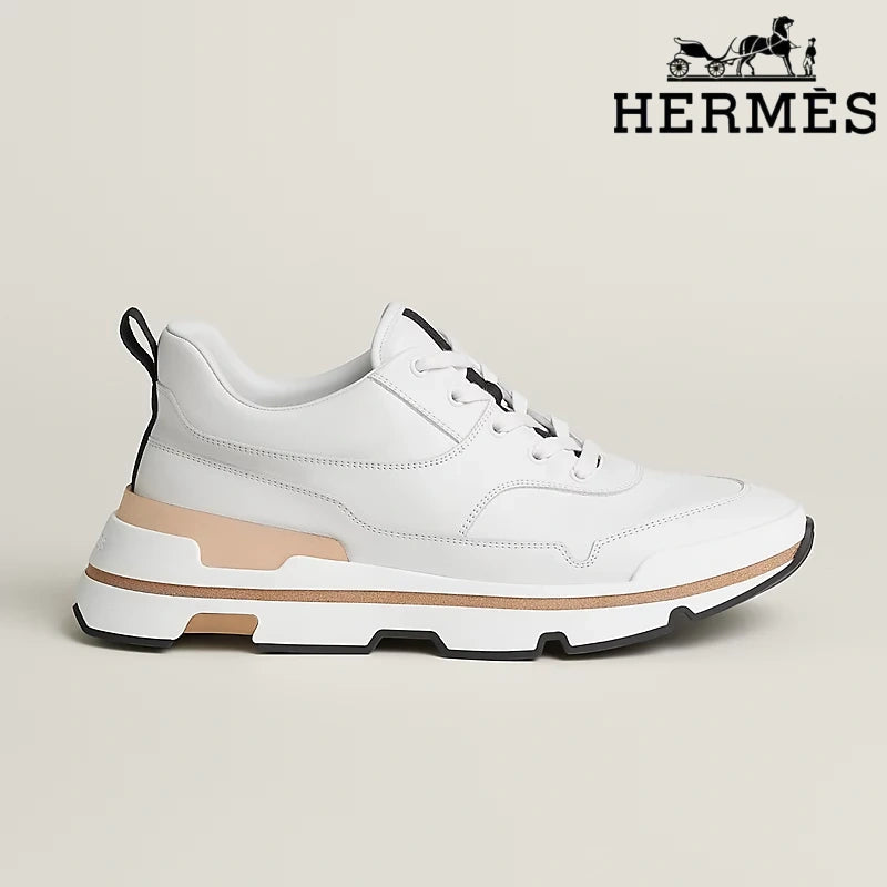 Hermès White Leather Platform Sneakers