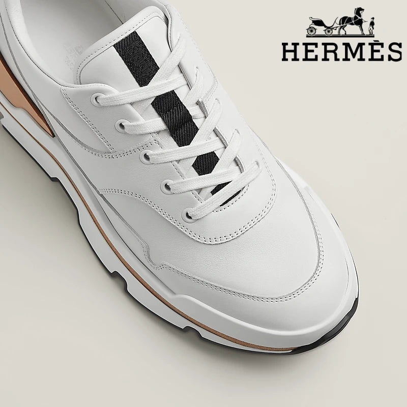 Hermès White Leather Platform Sneakers