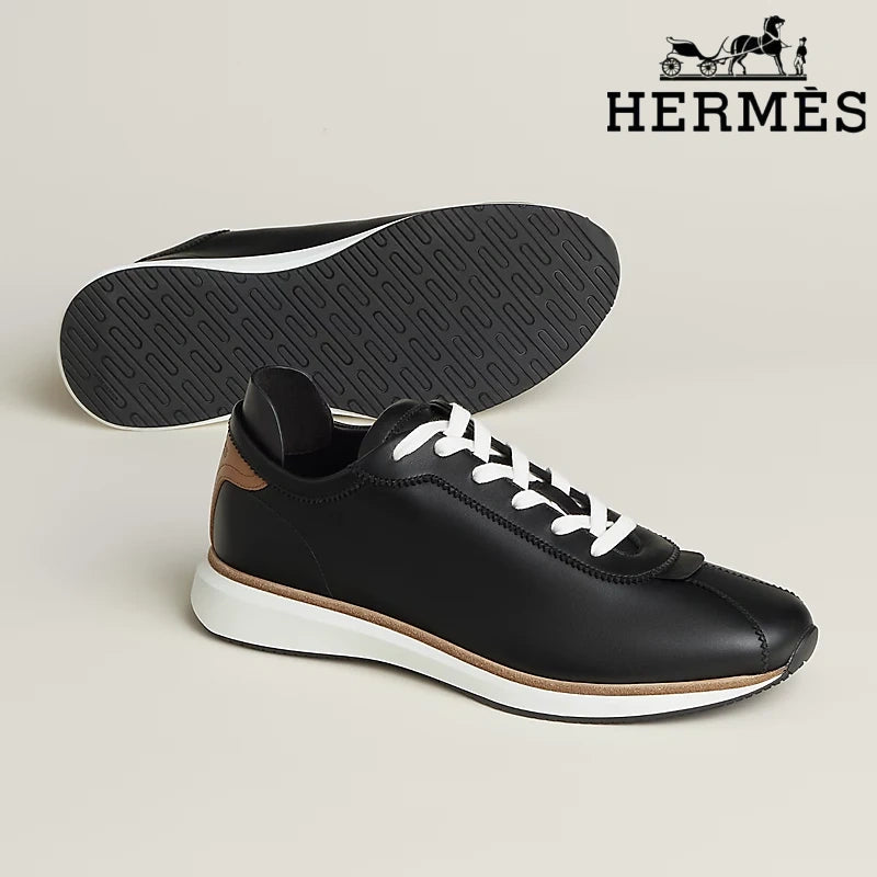 Hermès Black Leather Low Top Sneakers