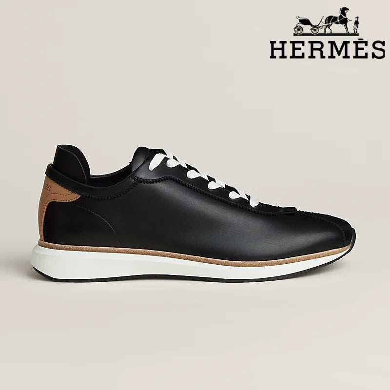 Hermès Black Leather Low Top Sneakers