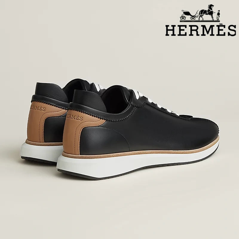 Hermès Black Leather Low Top Sneakers