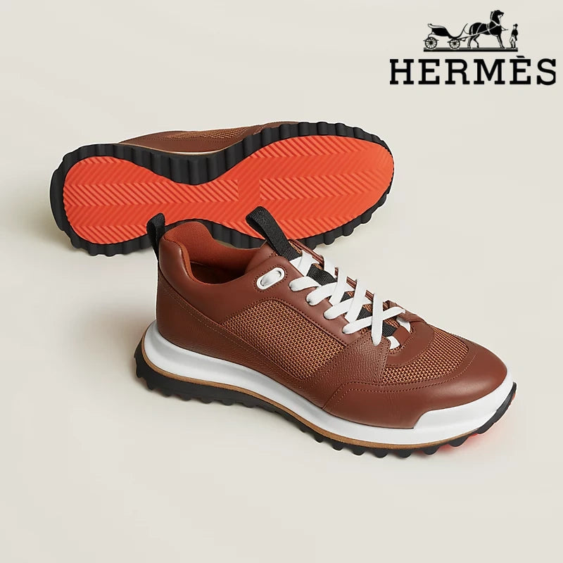 Hermès Grey Canvas Low Top Sneakers