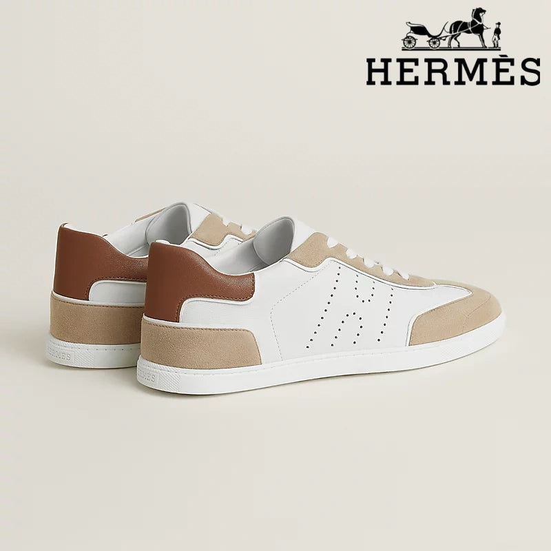 Hermès Boomerang White and Beige Sneaker