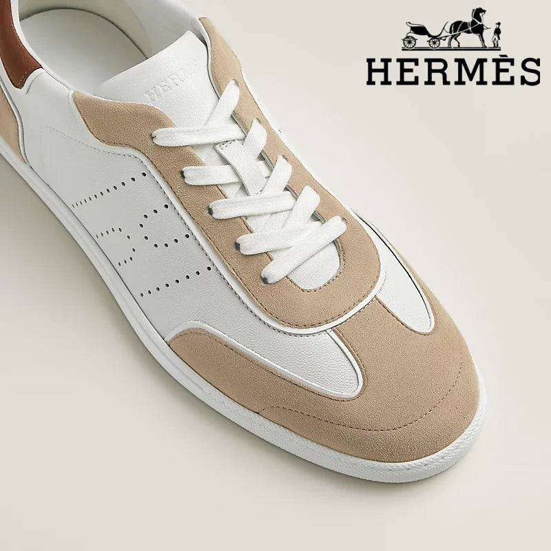 Hermès Boomerang White and Beige Sneaker