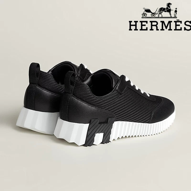 Hermès Black Mesh Leather Bouncing Sneaker