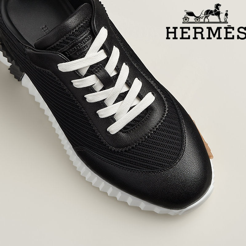 Hermès Black Mesh Leather Bouncing Sneaker