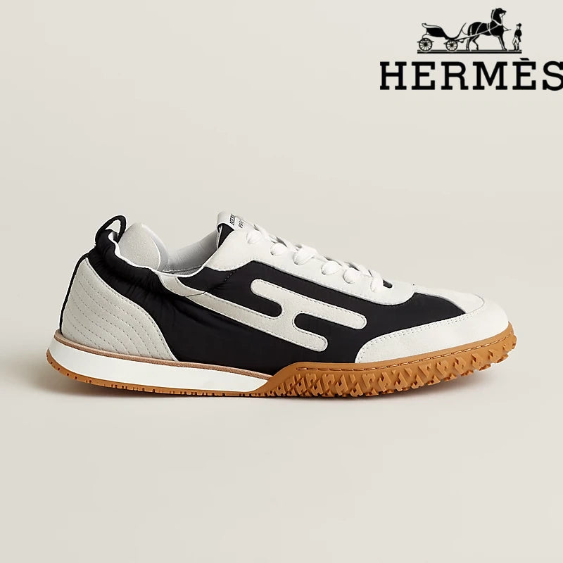 Hermès Black And White Mix Material Sneaker