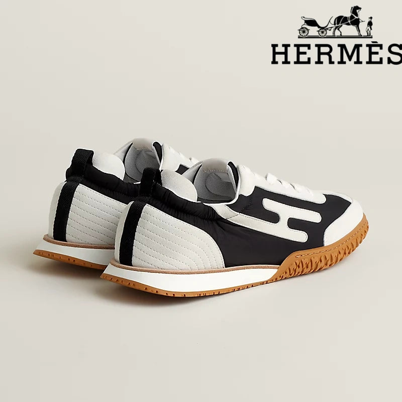 Hermès Black And White Mix Material Sneaker