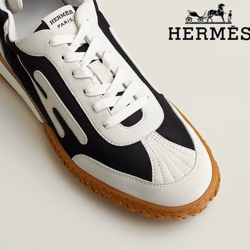 Hermès Black And White Mix Material Sneaker