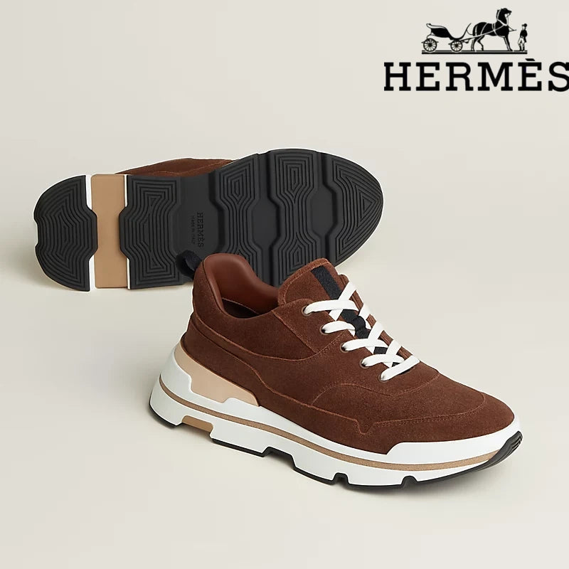 Hermès Brown Suede Platform Sneaker