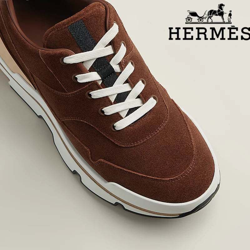 Hermès Brown Suede Platform Sneaker