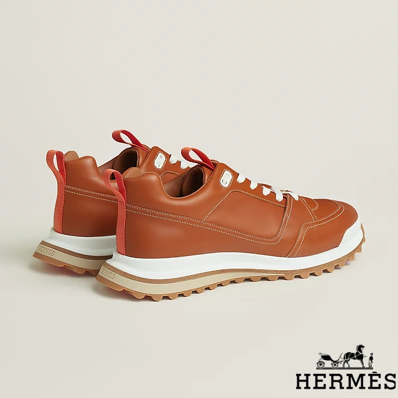 Hermès Brown Leather Hiking Sneakers