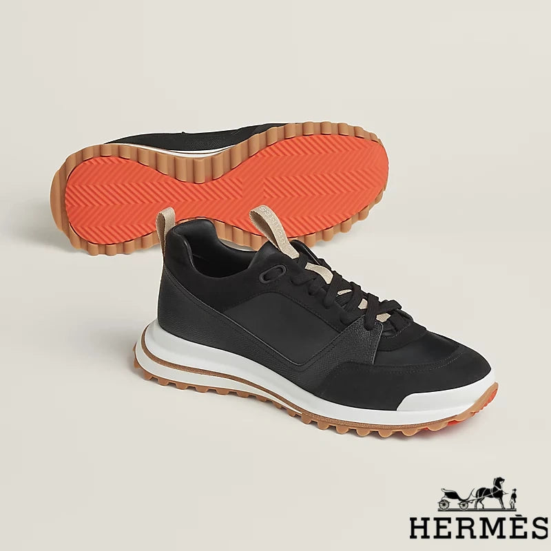 Hermès Black Mixed Material Hiking Sneakers