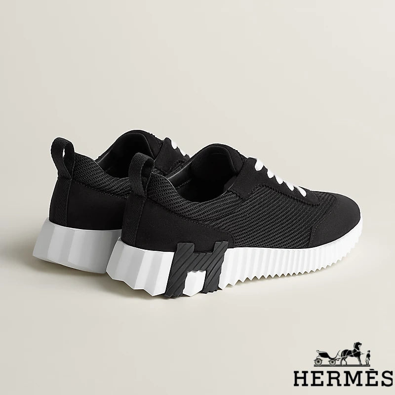 Hermès Black Mesh Suede Platform Sneakers