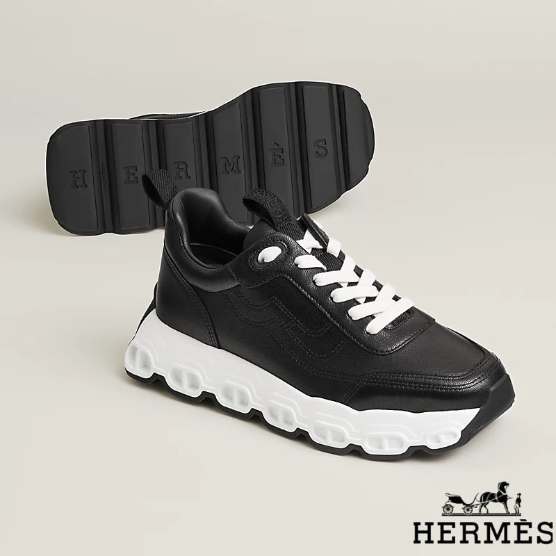 Hermès Black Leather Chunky Sneakers