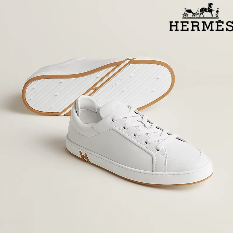 Hermès White Leather Sneakers