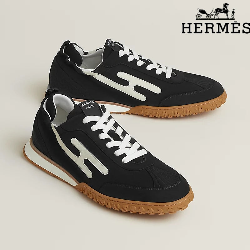 Hermès Black and White Bouncing Sneakers