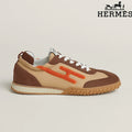 Hermès Brown, Beige and Orange H-Logo Sneakers