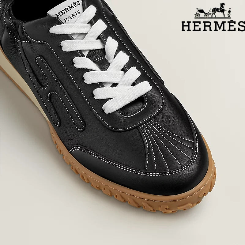 Hermès Black Leather H-Logo Sneakers