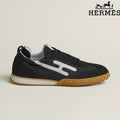 Hermès Black Fabric Sneakers with White H-Logo