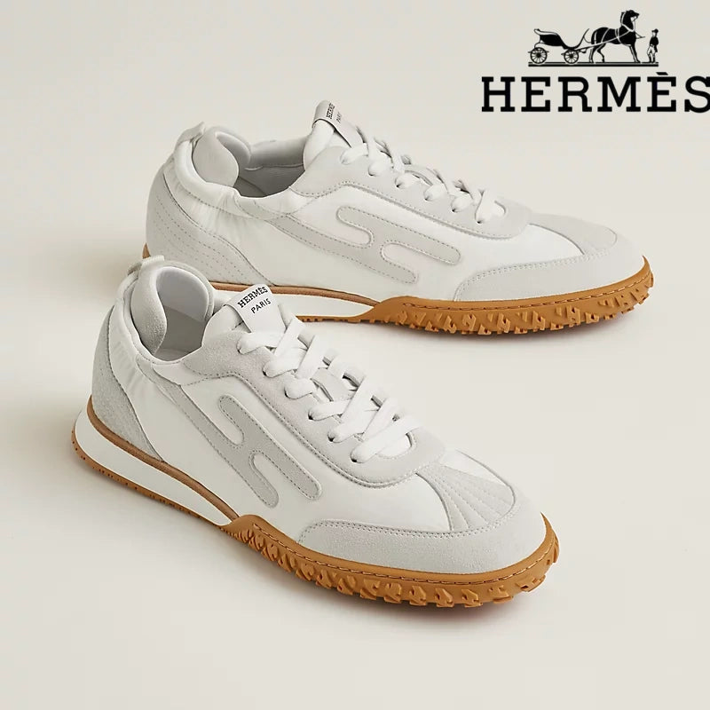 Hermès Jet Sneaker in White and Light Grey
